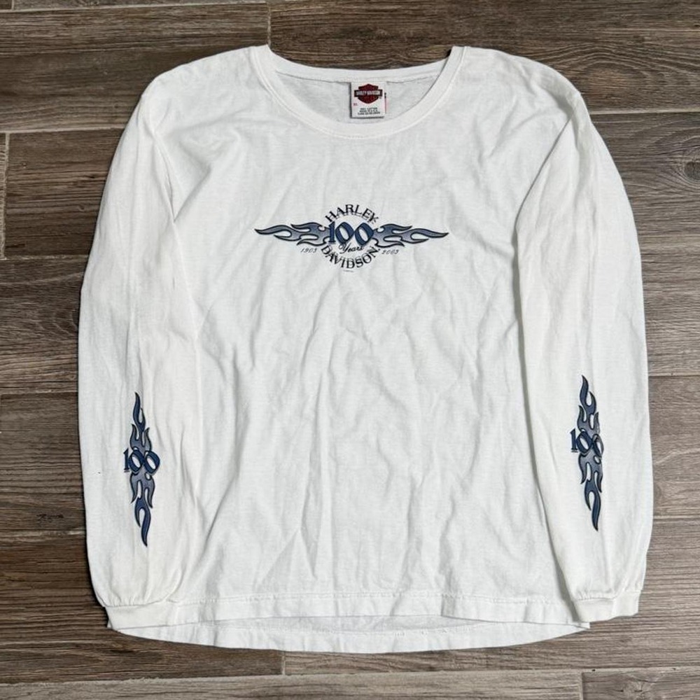 Harley Davidson white flame hit long sleeve shirt size XL